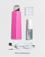 DERMAPORE+ - Pop Pink | DERMPORE+ device in Pop Pink, cap, PREP MIST and charging cable
