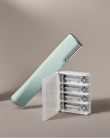 DERMAFLASH LUXE+ - Sea Foam | LUXE+ device in Sea Foam and set of 4 Microfine Edges™