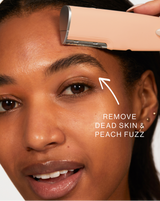 ULTIMATE SONIC SKINCARE SET - Peach Fuzz | model using LUXE+ from the ULTIMATE SONIC SKINCARE SET in Peach Fuzz