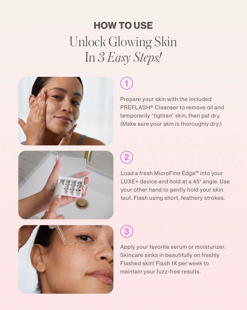 DERMAFLASH LUXE+ Sonic Dermaplaning + Peach Fuzz Removal Set