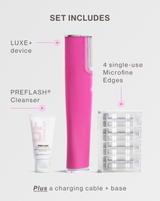 LUXE+ WITH MONTHLY REFILLS - Pop Pink | LUXE+ Sonic Dermaplaning device in Pop Pink 