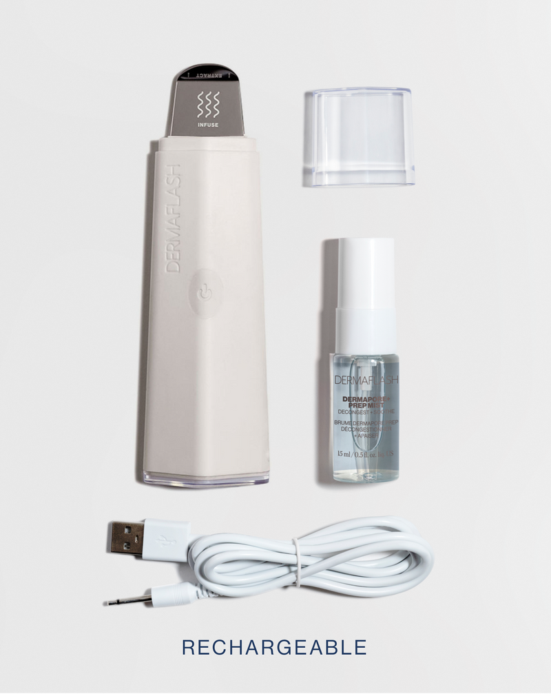 Stone | DERMPORE+ device in Stone, cap, PREP MIST and charging cable 