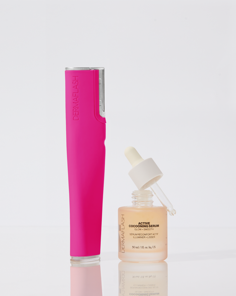 LUXE+ AND SERUM SET - Pop Pink | Image of LUXE+ device in Pop Pink and Active Cocooning Serum