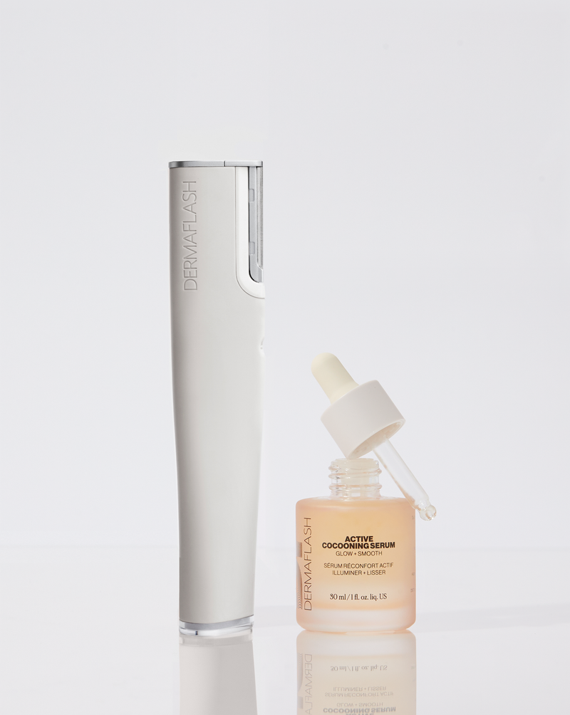 LUXE+ AND SERUM SET - Stone | Image of LUXE+ device in Stone and Active Cocooning Serum