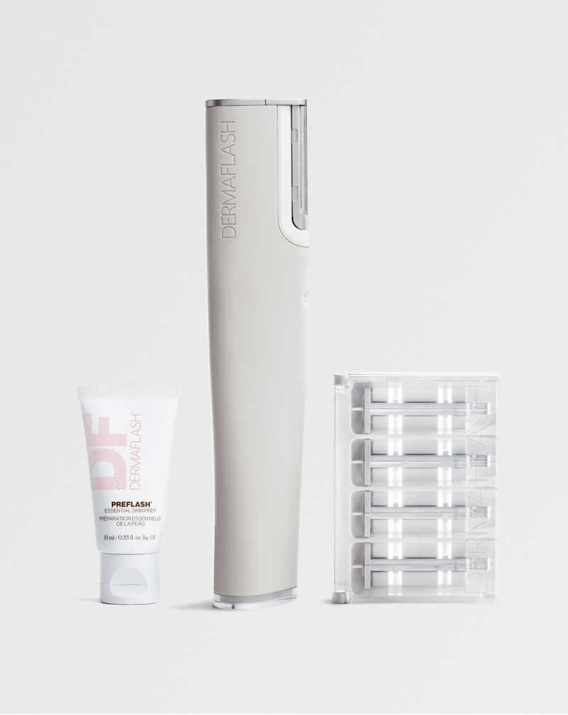 Stone | PREFLASH® Cleanser LUXE+ device in Stone and set of 4 Microfine Edges™ 